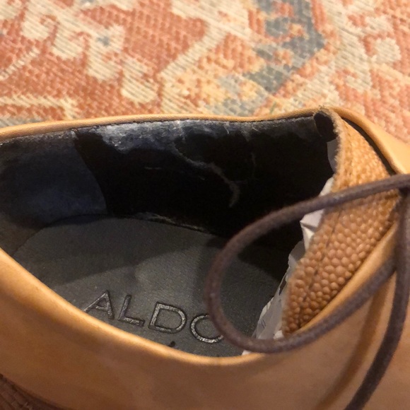 Aldo Light Tan Leather Oxford Cap Toe Dress Shoes 9.5 - Picture 8 of 10